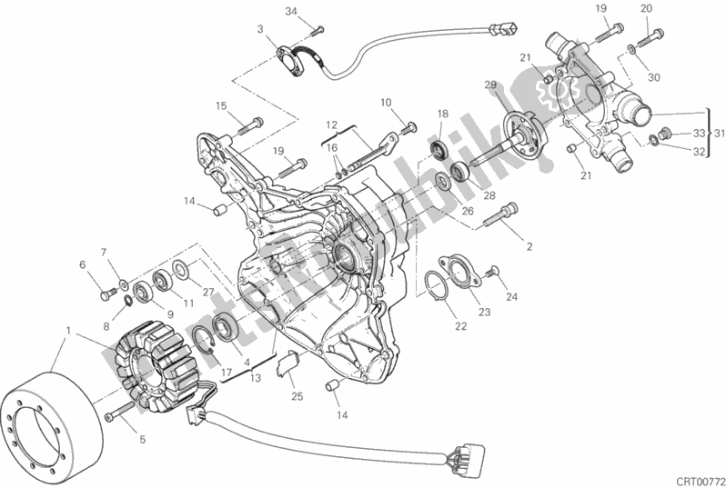 Alle onderdelen voor de Waterpomp-altr-zijde Crnkcse Deksel van de Ducati Monster 821 USA 2018